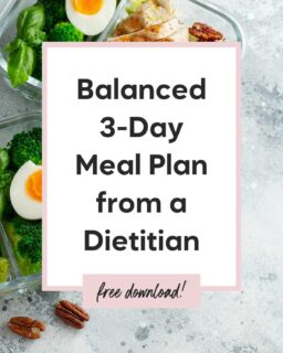 Text overlay: Balanced 3-day Meal Plan from a Dietician