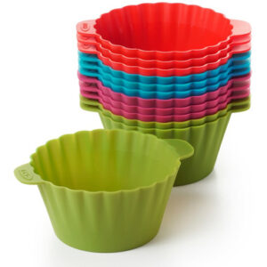 Photo of stacked silicone baking cups or muffin tins.