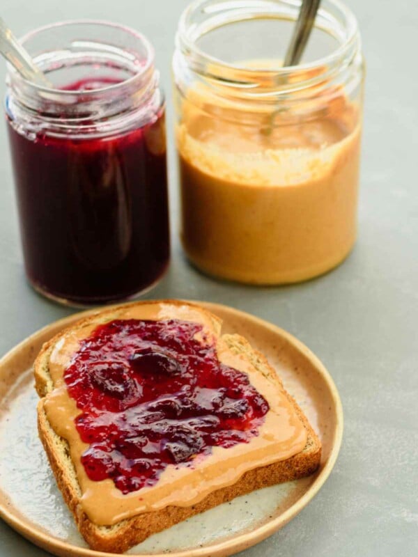 peanut butter and jelly on whole wheat bread