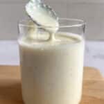 Greek yogurt caesar dressing in a glass jar.
