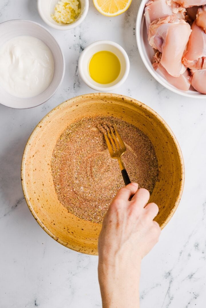 Spices mixed together in a bowl