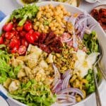 Chopped antiopasto salad in a bowl, unmixed