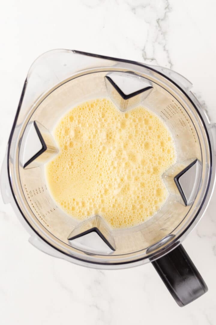 Egg bite base blended in a large blender.