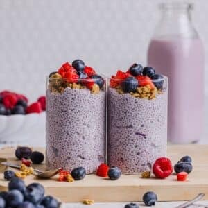 Kefir chia pudding in jars.